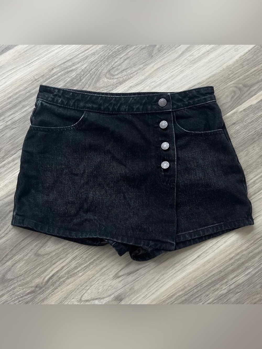 BDG Skye Denim High-Waist Button Front Skort
